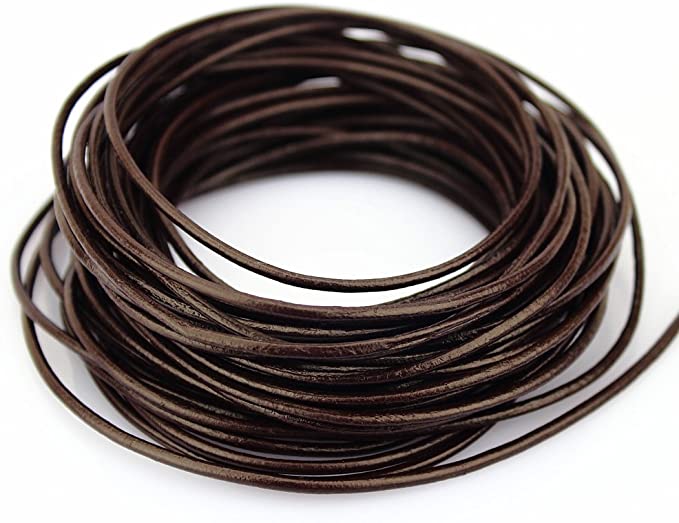 LolliBeads (TM) 2 mm Genuine Round Leather Cord Braiding String Dark Brown Espresso 10 Meters (10 Yards)