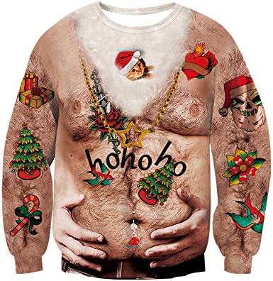 RAISEVERN Unisex Ugly Christmas Sweatshirt Funny Design Pullover Sweater for Xmas Holiday Party
