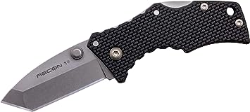 Cold Steel Recon 1 Series Tactical Folding Knife with Tri-Ad Lock and Pocket Clip - Made with Premium CPM-S35VN Steel, Micro Tanto, One Size