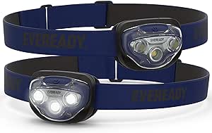 Eveready LED Headlamps (2-Pack), Bright and Durable Head Lights for Running, Camping, Fishing, Emergency (Batteries Included),Navy Blue (2-Pack),Adjustable