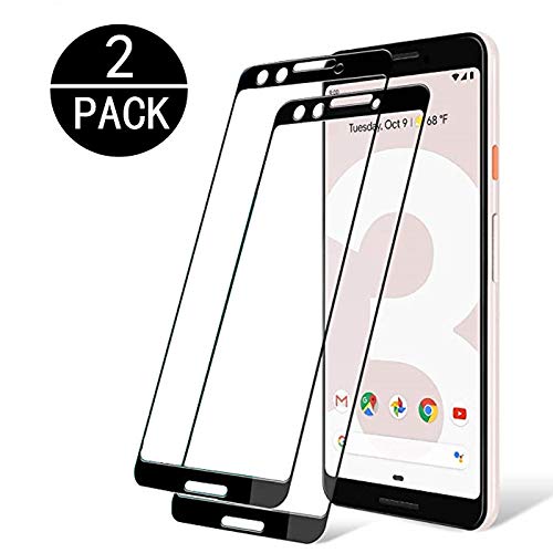 Google Pixel 3 Tempered Glass Screen Protector. [2-Pack] with 9H Hardness Protector Film [HD Clear][Anti-Scratch] [Anti-Bubble] [Case Friendly] Compatible Google Pixel 3 [Black]