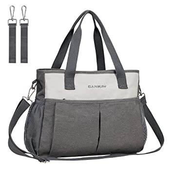 Diaper Bag Tote, CANWAY Large Travel Diaper Bag Convertible Baby Diaper Bag with Insulated Pocket, Shoulder and Stroller Straps, Multifunction Diaper Bag Stylish and Waterproof for Mom and Dad