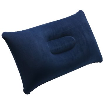 TRIXES Navy Blue Inflatable Camping Pillow Soft Blow-Up Travel Cushion
