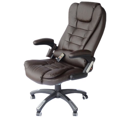 HomCom Executive Ergonomic Heated Vibrating Massage Office Chair- Brown