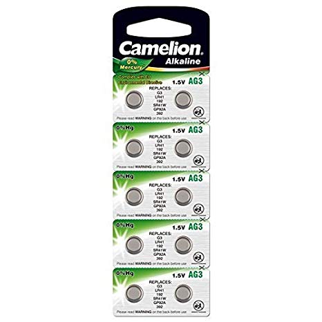 Camelion AG 3 LR 41 1.5 V Alkaline Button Cell Battery (Pack of 10)