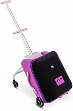 Micro Kickboard - Luggage Eazy - Foldable and Ride-able Swiss-Designed Luggage Case Carry-on for Kids, Ages 18 Months and Up (Violet)