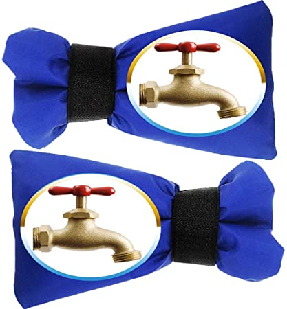 2 Pack Outdoor Faucet Covers for Winter, Reusable XL Faucet Sock, Fit for Wall Faucets Outside, Waterproof Insulated Spigot Cover Freeze Protection for Outdoor Faucet - Blue 6.5" x 10"