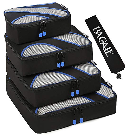4 Set Packing Cubes,Travel Luggage Packing Organizers with Laundry Bag (Black)