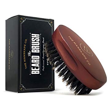 Wild Willies Beard Brush For Men. With Natural Boar Bristles for Professional Beard and Mustache Grooming. Beautifully Engraved, Small Travel Size & Ergonomically Designed Holder. No More Hair Tangle!