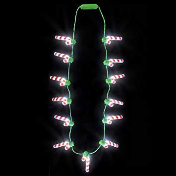 Rhode Island Novelty Holiday Christmas Light-Up 25" Candy Cane Necklace (1 per Order)
