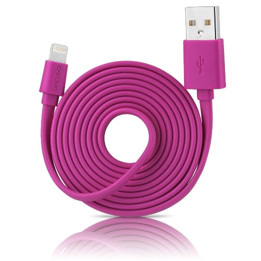 [Apple MFi Certified] Lightning To USB Cable Unique TangleFree Flat Style 4 Ft /1.2m Length Slim Connector Head for iPhone iPad Purple by Chromo Inc