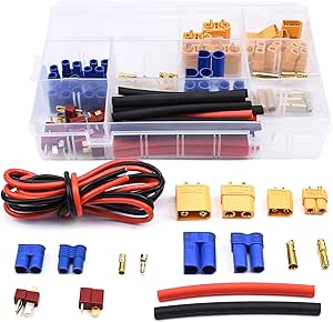 Readytosky XT60/XT90/EC3/EC5/T-Plug Male&Female Connector Adapters Kit 14AWG Silicone Wire Shrink Tubings for RC ESC Motor Lipo Battery(70PCS)