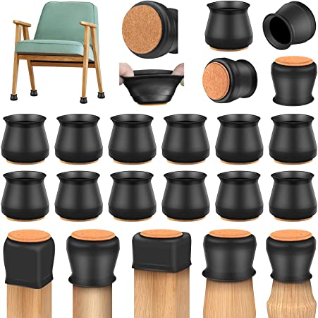24 Pcs Integrated Chair Leg Floor Protectors with Felt Pads,EAONE Chair Leg Caps for Protecting Floors from Scratches and Noise,Free Moving for Chair Feet,Silicone Table Furniture Feet Covers