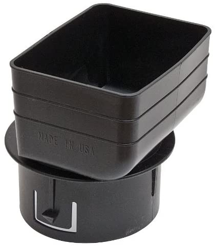 Universal Downspout to Drain Pipe Tile Adapter,  3x4x4 Inch, Black