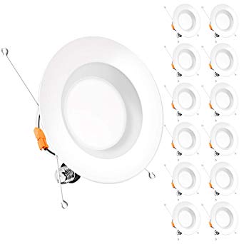 Bbounder (12 Pack) 5/6 inch LED Dimmable Recessed Lighting, Retrofit Downlight with Smooth Trim, 4000K CoolWhite,12W=100W, 1000LM, Simple Retrofit Installation, IC Rated No Flicker, Energy Star & ETL