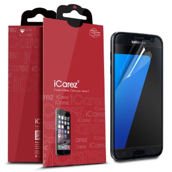iCarez Anti Glare Screen Protector for Samsung Galaxy S7 Unique Hinge Install Method with Kits  3-Pack with Lifetime Replacement Warranty - Retail Packaging