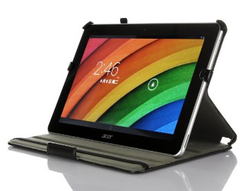 IVSO® Acer Iconia A3-A10 10.1 inch Slim-Fit Folio Cover Case with Multi-Angle Stand (Black)