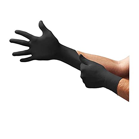 Microflex MK-296-L Midknight Exam Gloves, PF Nitrile, Textured, Black, Large, 100 per Box, 10 Box per Case (Pack of 1000)