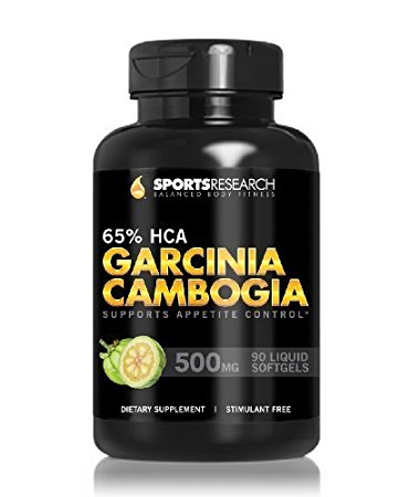 Pure Garcinia Cambogia Extract with 65% HCA; Made In USA; Infused with Coconut Oil for better Absorption; 90 liquid softgels. by Sports Research