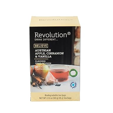 Revolution Tea BELIEVE Austrian Apple, Cinnamon & Vanilla Fruit Infusion Tea- 20 Count, Apple Cinnamon Delight