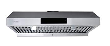Chef 30” PS18 Under Cabinet Range Hood, Stainless Steel | PRO PERFORMANCE | Contemporary Modern Design w/860 CFM, Touch Screen w/Digital Clock, Dishwasher Safe Baffle Filters, LED Lamps, 3-Way Venting Options (30)