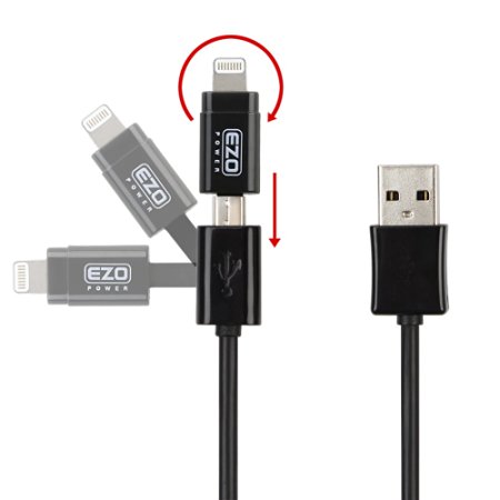 EZOPower 2 in 1 Apple MFi Certified 8-Pin Lightning Connector   Micro-USB Sync & Charge Cable for iPhone 6s / 6s Plus / 6 / 5 / 5S / 5C, iPad Air, iPad Mini with Retina Display, iPad 4, iPad Mini, iPod Touch 5, Nano 7
