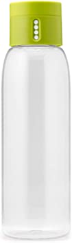 Joseph Joseph 81049 Dot Hydration-Tracking Water Bottle Counts Water Intake Tracks Consumption On Lid Twist Top, 20-Ounce, Green