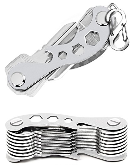 Bonim Compact Key Organizer Up to 14 Keys – Smart Keychain Holder Multi-Function Pocket Key Gadget – Lightweight Compact Practical Multi Tool Key chain With Carabiner (1pair)
