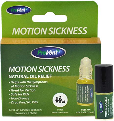 Provent Motion Sickness Natural Relief Roll- On, Non Drowsy Prevents Nausea and Dizziness for Kids and Adults, Travel Sickness Natural Oils, 2.5ml