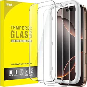 JETech Screen Protector for iPhone 16 Pro Max 6.9-Inch, Tempered Glass Film with Easy Installation Tool, Case-Friendly, HD Clear, 3-Pack