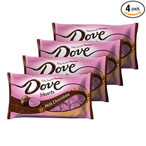 DOVE PROMISES Valentine Milk Chocolate Candy Hearts 8.87-Ounce Bag (Pack of 4)