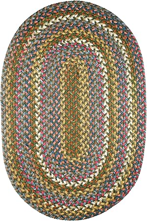 Super Area Rugs Gemstone Made in USA Braided Rug Colorful Kitchen Living Room Carpet, Emerald 4' X 6'