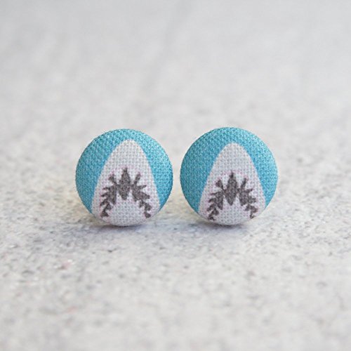 Shark Fabric Button Earrings