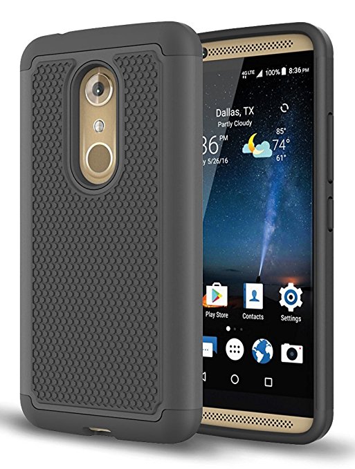 ZTE Axon 7 Case, Asmart Hybrid Dual Layer Armor Defender Phone Case for ZTE Axon 7, Shockproof, Drop Protection (Black)
