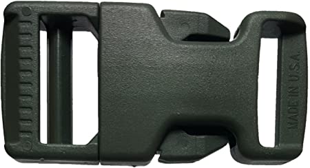 Plastic Buckle 2 Set 4pc Military Grade Quick Pinch Side Release 1 Inch Single Adjustable (Foliage Green)