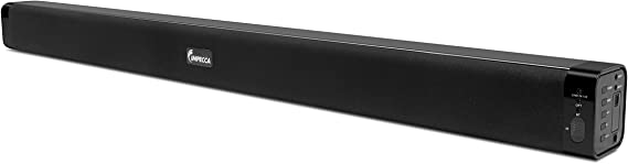 IMPECCA Sound Bar Wire or Wireless Bluetooth Audio, 37inch Speaker with Remote Control 2.0-Channel, Multiple Music Streaming Connection Methods Optical 2X Line-in and Bluetooth