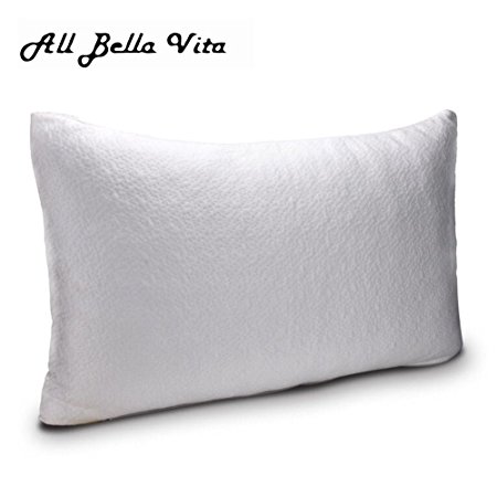 All Bella Vita – THE COZY PILLOW - Premium Adjustable Shredded Memory Foam Pillow with washable removable zip cover, ideal for all sleep positions, Bed Pillow, Cooling and Breathable (Queen)