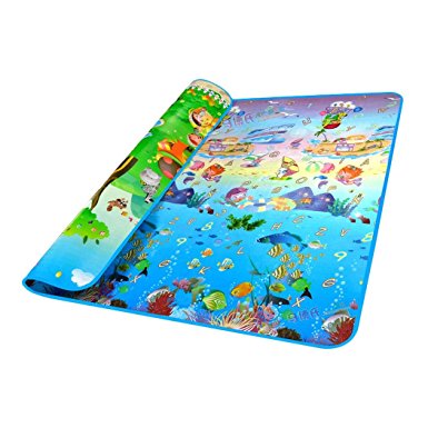 Brand New Doulble-Site Baby Play Mat 2*1.8 Ocean And Zoo Child Outdoor Game Blanket Baby Crawling