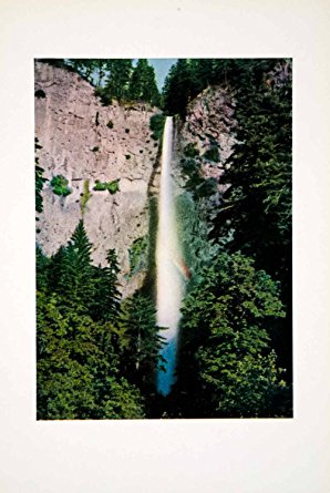 1915 Color Print Multnomah Falls Columbia River Gorge Highway OR Landscape CGH1 - Original Color Print