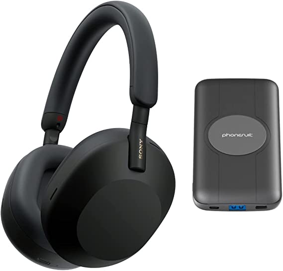 Sony WH-1000XM5 Wireless Noise Canceling Over-Ear Headphones (Black) Bundle with Wireless Headphone Accessory (2 Items)