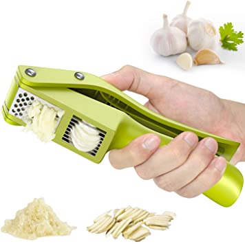 Matone Garlic Press, 2 in 1 Garlic Slicer and Mincer, Professional Food Grade Garlic Crusher with Ergonomic Handle & Large Chamber - Easy Squeeze and Clean, Rust Proof, Dishwasher Safe