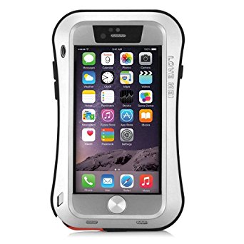 iPhone 6s Plus Case,PERSTAR Aluminum Metal Corning Gorilla Glass Shockproof Dustproof Weatherproof Limited Waterproof Case Heavy Duty Protection Hard Cover for Apple iPhone 6s Plus 5.5 (New-Silver)