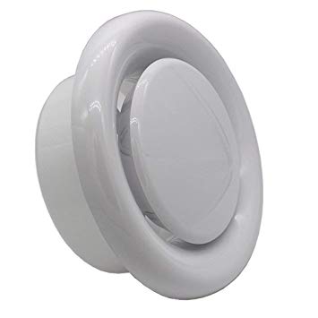 Blauberg UK Round Ceiling Vent Diffuser Extract Grille Valve with Retaining Ring (100 mm 4" Dia), White, 100mm