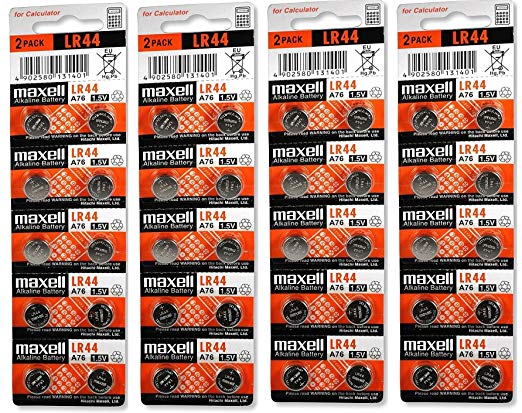 Maxell LR44 (A76) Batteries, 40 Count