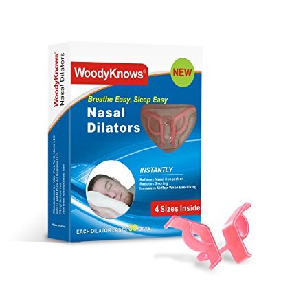 Snore Reducing Aids - WoodyKnows Nasal Dilators Nose Vents(New Model), Instantly Reduces Snoring Caused by Nasal Congestion and Increases Airflow When Exercising, S M L XL, 4 Counts