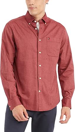 Tommy Hilfiger Men's Long Sleeve Button Down Stretch Oxford Shirt in Regular Fit