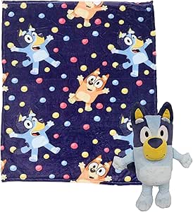 Northwest Bluey Character Hugger Pillow & Silk Touch Throw Blanket Set, 40" x 50", Hooray