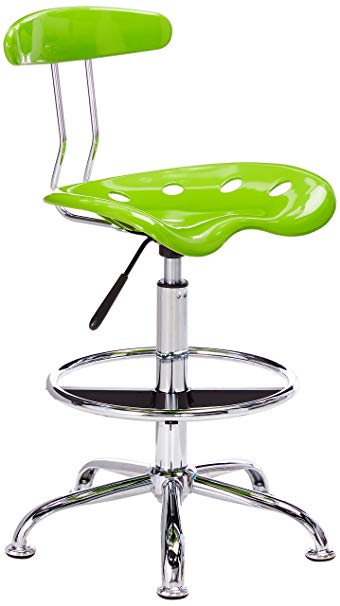 Flash Furniture Vibrant Apple Green and Chrome Drafting Stool with Tractor Seat