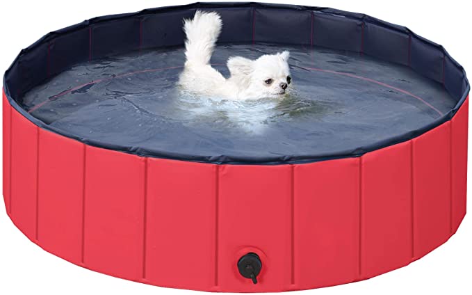 Yaheetech Foldable Hard Plastic Kiddie Baby Dog Pet Bath Swimming Pool Collapsible Dog Pet Pool Bathing Tub Kiddie Pool for Kids Pets Dogs Cats