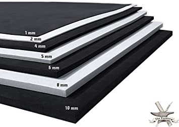 EVA Foam Cosplay - 4mm (1mm to 10mm) - Black or White - 14" x 39" Sheet - Ultra High Density 85 kg/m3 - by The Foamory